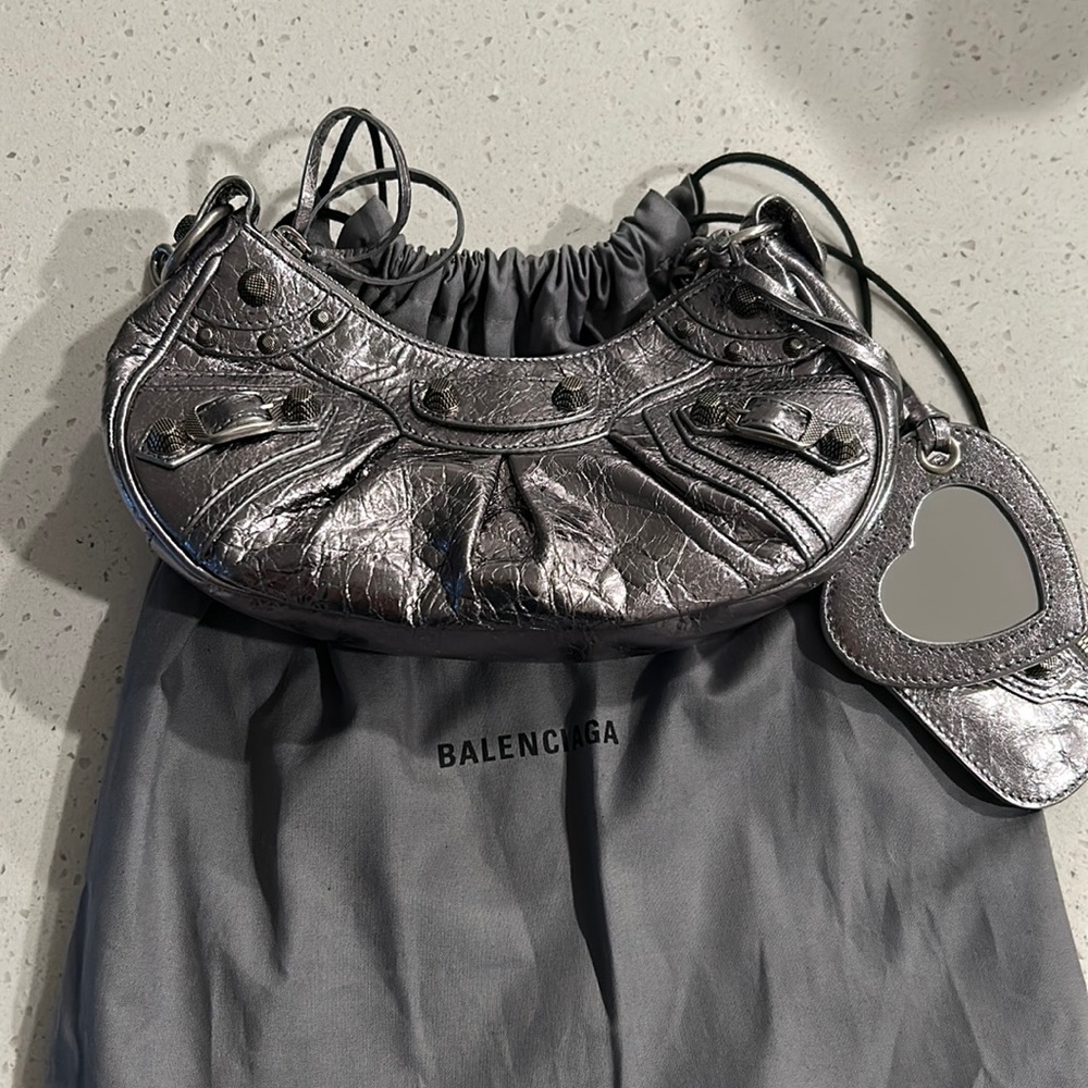 BALENCIAGA XS Le Cagole Hobo Bag in Silver! Comes with dust bag!